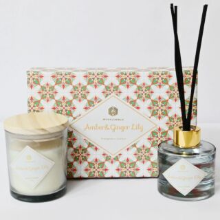Wohnzimmer Amber & Ginger Lily Fragrance With Reed Diffuser & Scented Candle Gift Set